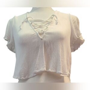 Show Me Your Mumu White Lace-Up Crop Top - Women's Size Small